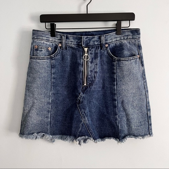 American Threads Mini Jean skirt with Ring Zip Closure Y2K L - Picture 1 of 9